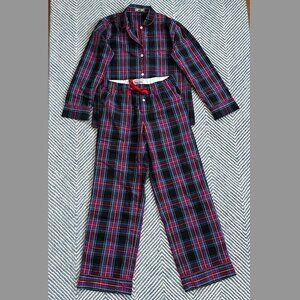 J. Crew women's pjs, size XS button-up tartan red black holiday, 100% cotton